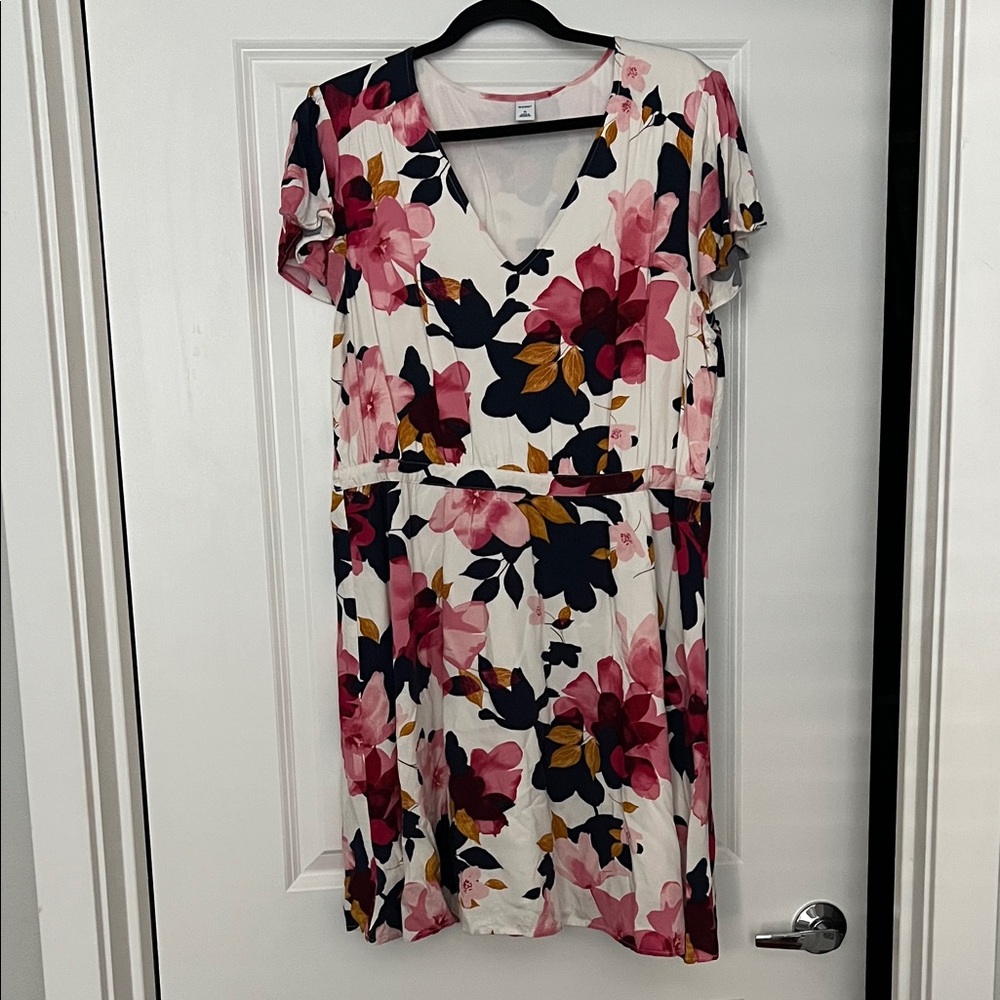 Old Navy Floral Midi Dress - Pink and Navy